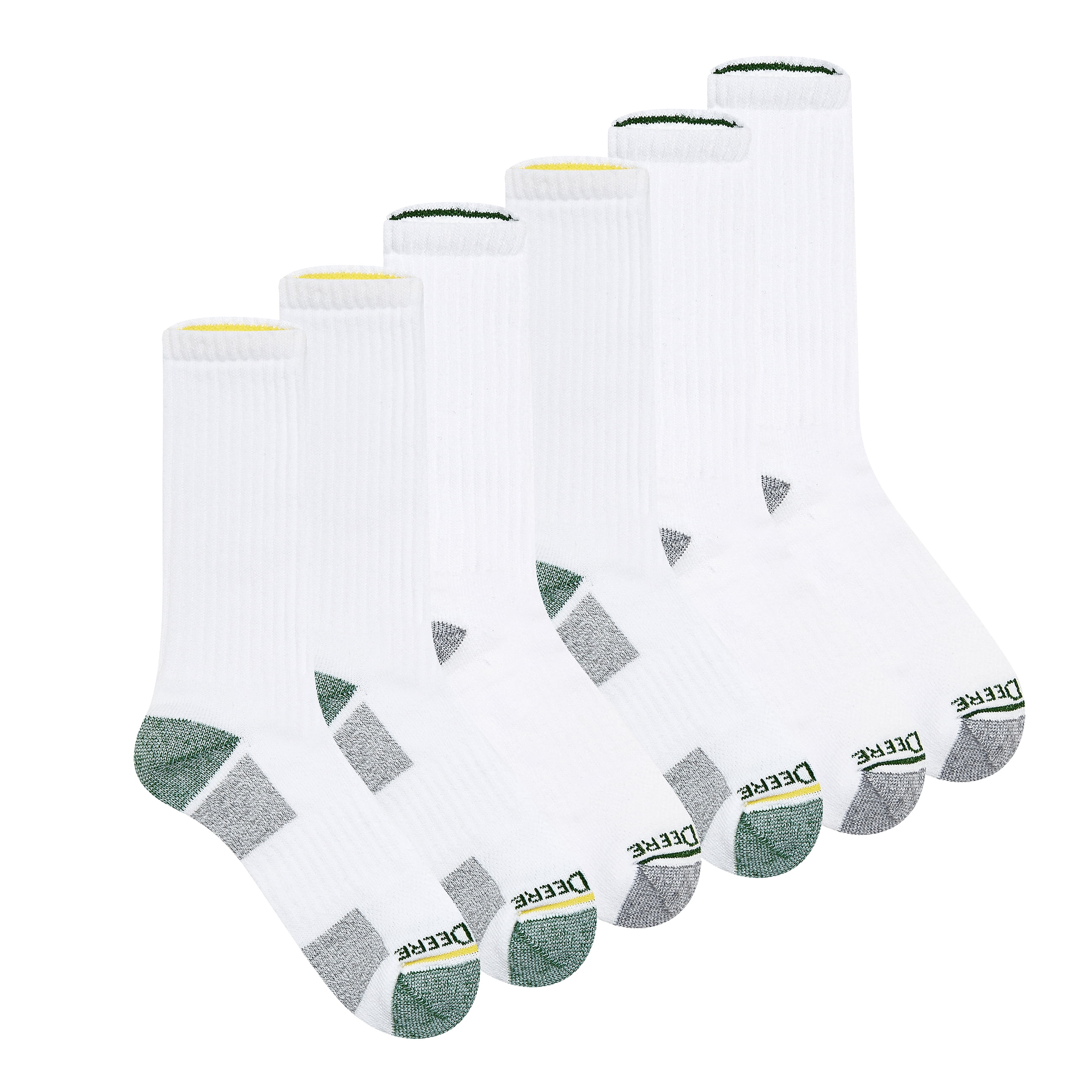 John Deere Men's Socks, Workwear Max Cushion Crew Socks, 6-Pack