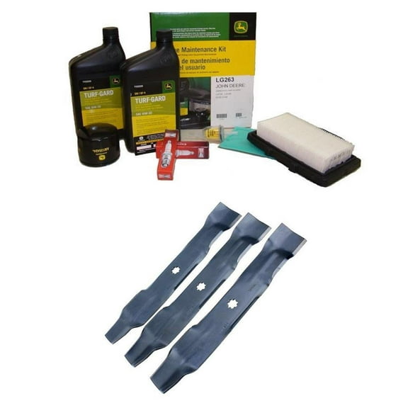 John Deere Original Equipment Model LA145 Maintenance Kit + Mulching Blades