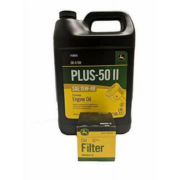 John Deere Original Equipment Oil Change Kit Filter and Oil - (1) M806418 + (1) Gallon 15W-40