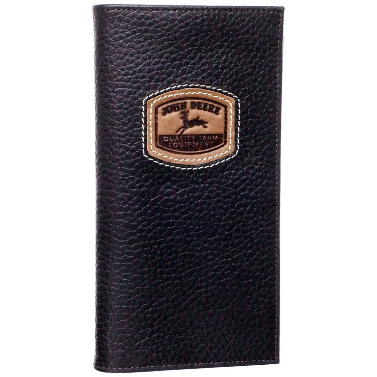 John Deere Pebble Leather Checkbook Cover Wallet W/ Historical Logo Black -  Walmart.com
