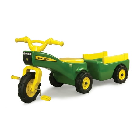 John Deere Pedal Tractor and Wagon, Kids Ride-On Tractor Tricycle, Green + Yellow