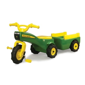 John Deere Pedal Tractor and Wagon, Kids Ride-On Tractor Tricycle, Green + Yellow