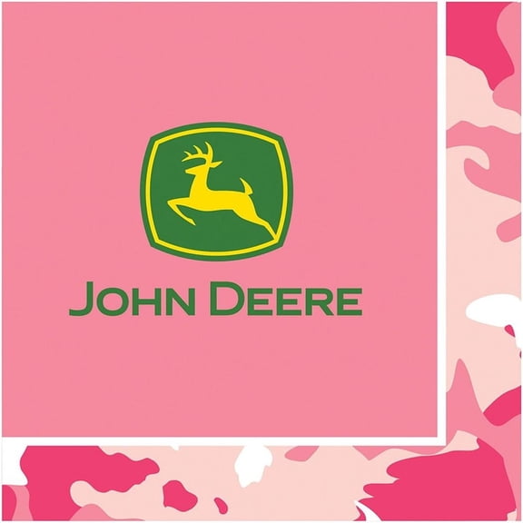 John Deere Pink Camo Tractor Farm Theme Birthday Party Paper Beverage Napkins