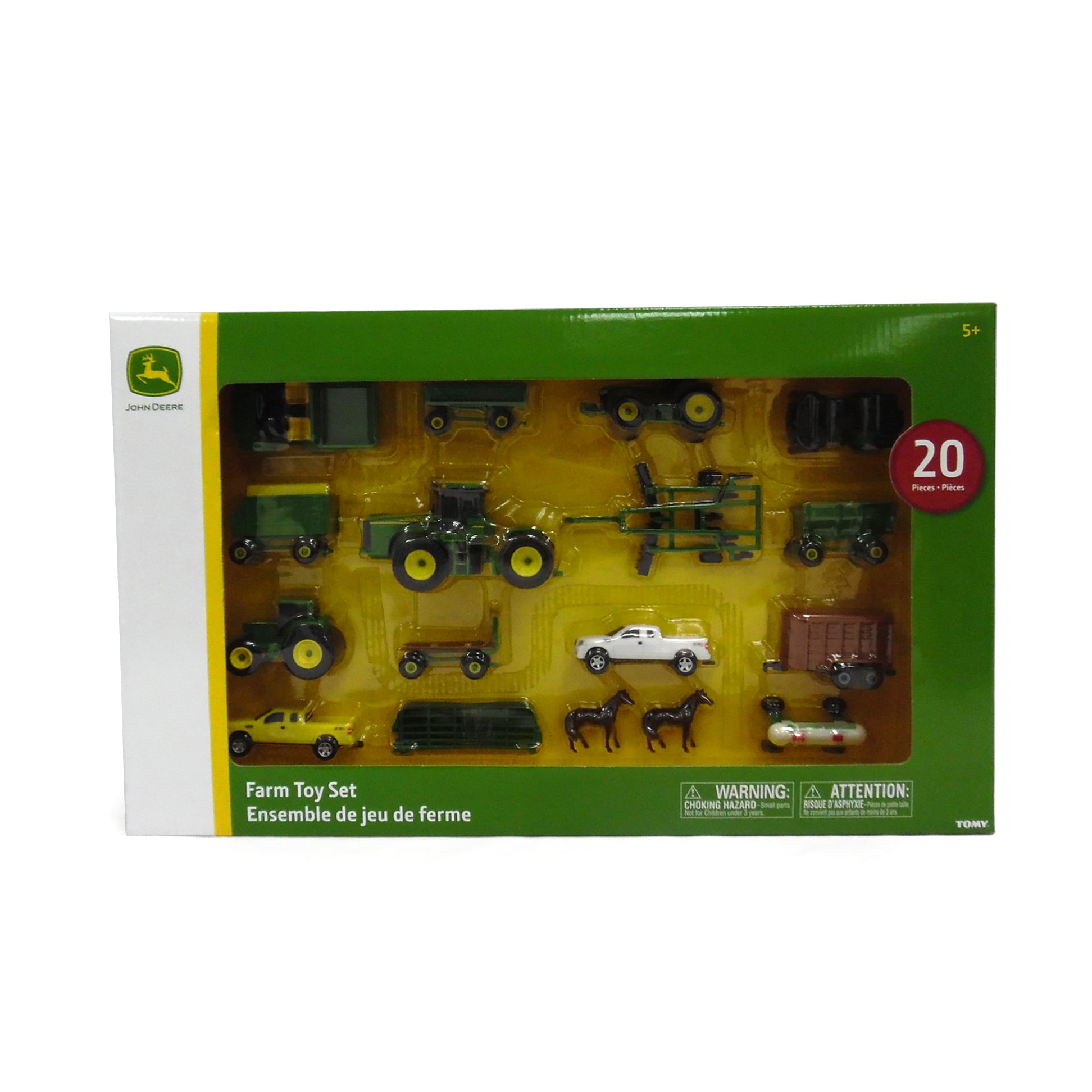 John Deere Toy Tractor Value Set, Tractor And Farm Animal Toys, 1:64 Scale