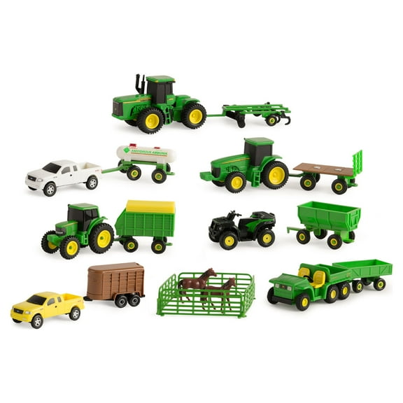 John Deere Toy Tractor Value Set, Tractor And Farm Animal Toys, 1:64 Scale