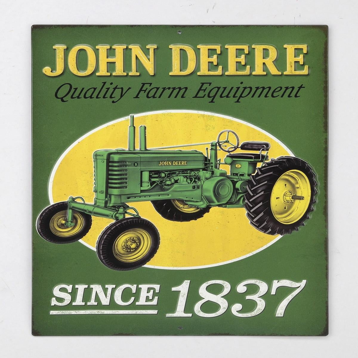 Vintage Green and Yellow Metal Farm Equipment Wall Sign