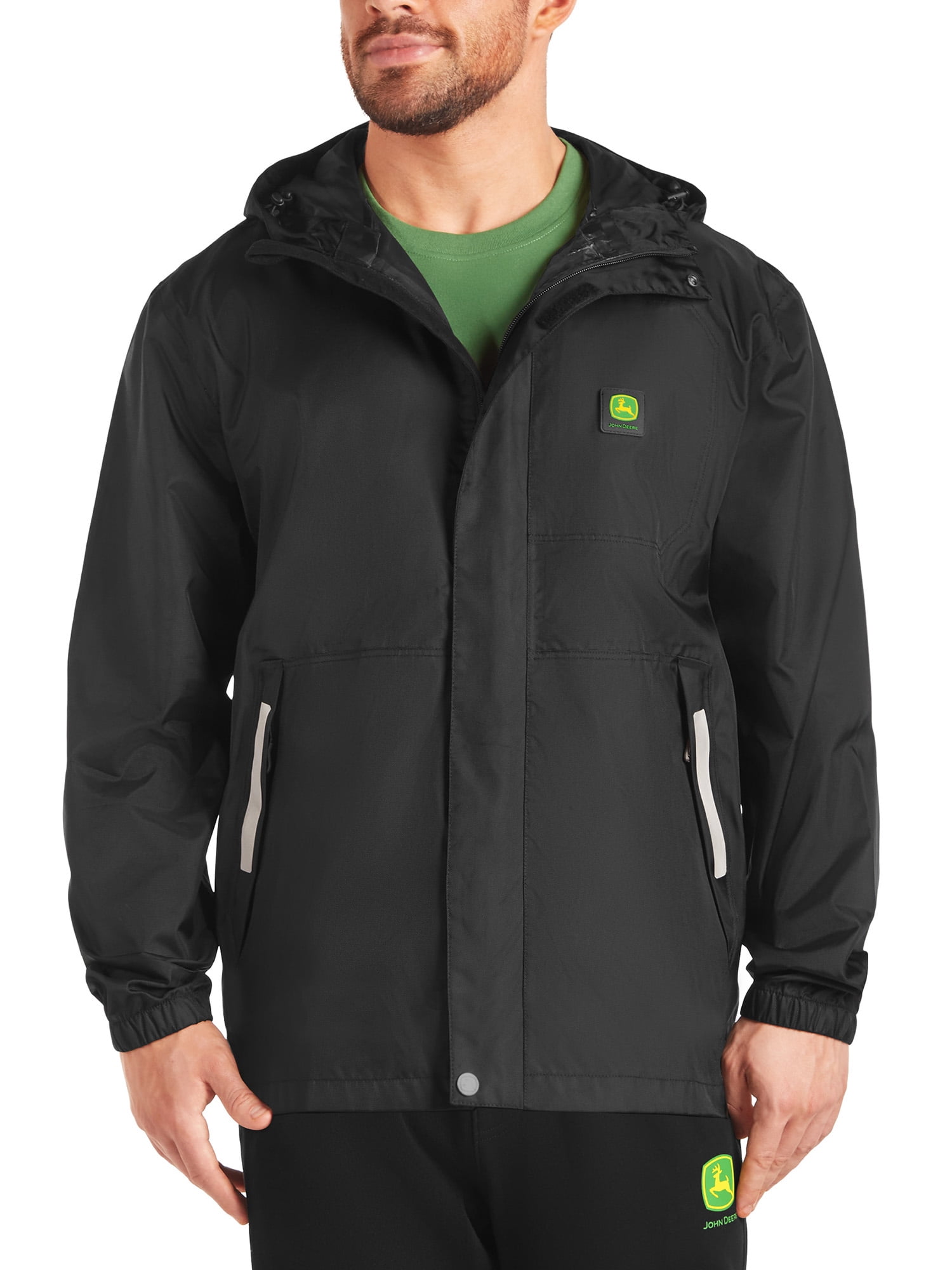 John Deere Men's Reflective Nylon Canvas Rain Jacket, Sizes S-3XL