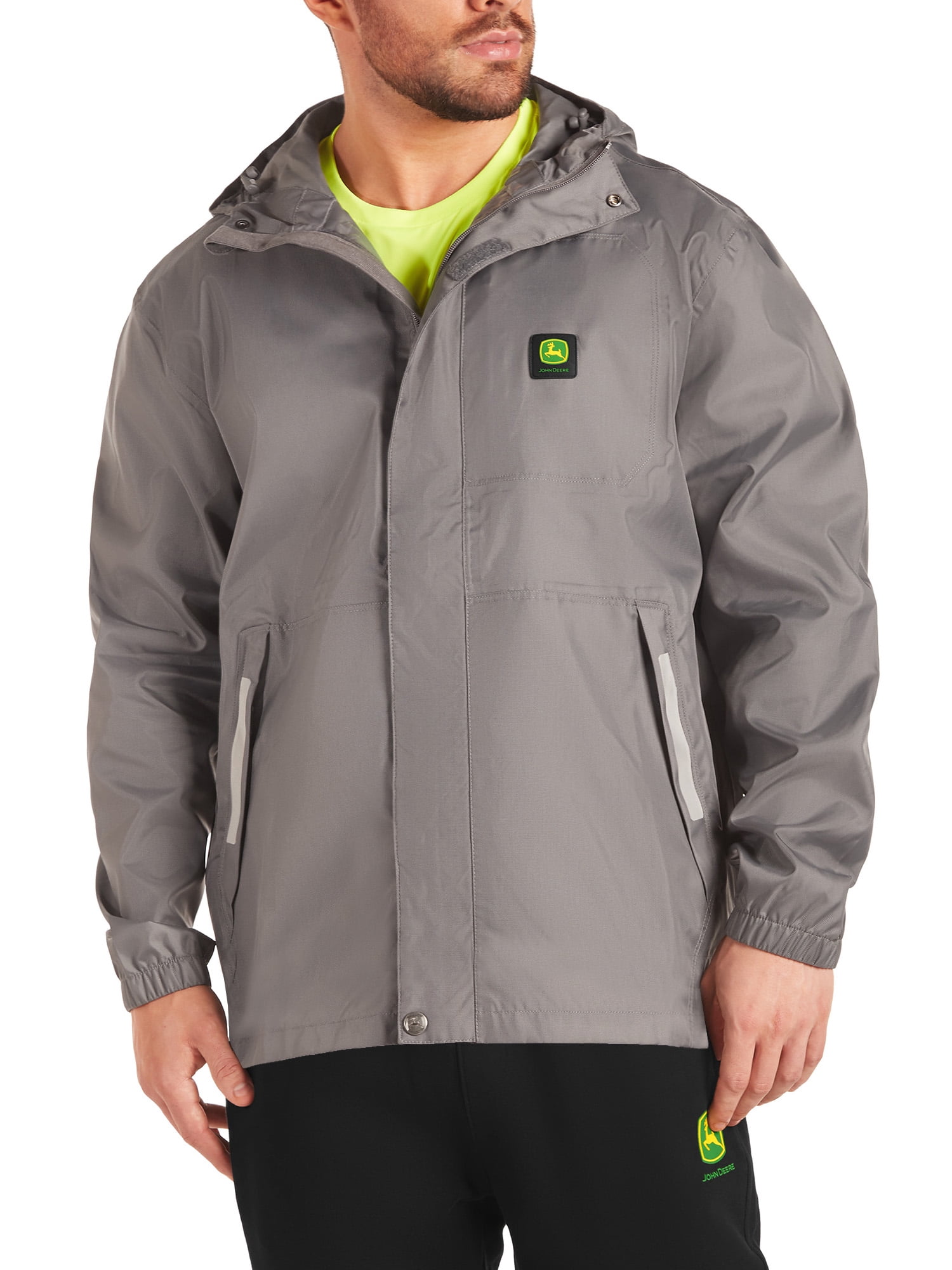 John Deere Men's Reflective Nylon Canvas Rain Jacket, Sizes S-3XL