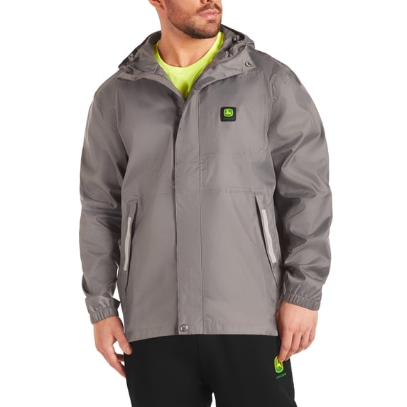 John Deere Men's Reflective Nylon Canvas Rain Jacket, Sizes S-3XL