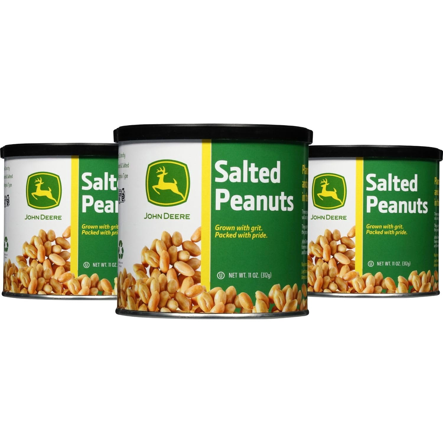 John Deere Salted Peanuts - 11 Ounce Pack of 3  Roasted and Salted Nuts  Value Pack  Certified Gluten Free  Grown in USA