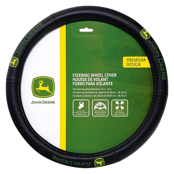 John Deere Deluxe Hi-Contrast Stitched Steering Wheel Cover 006713R01
