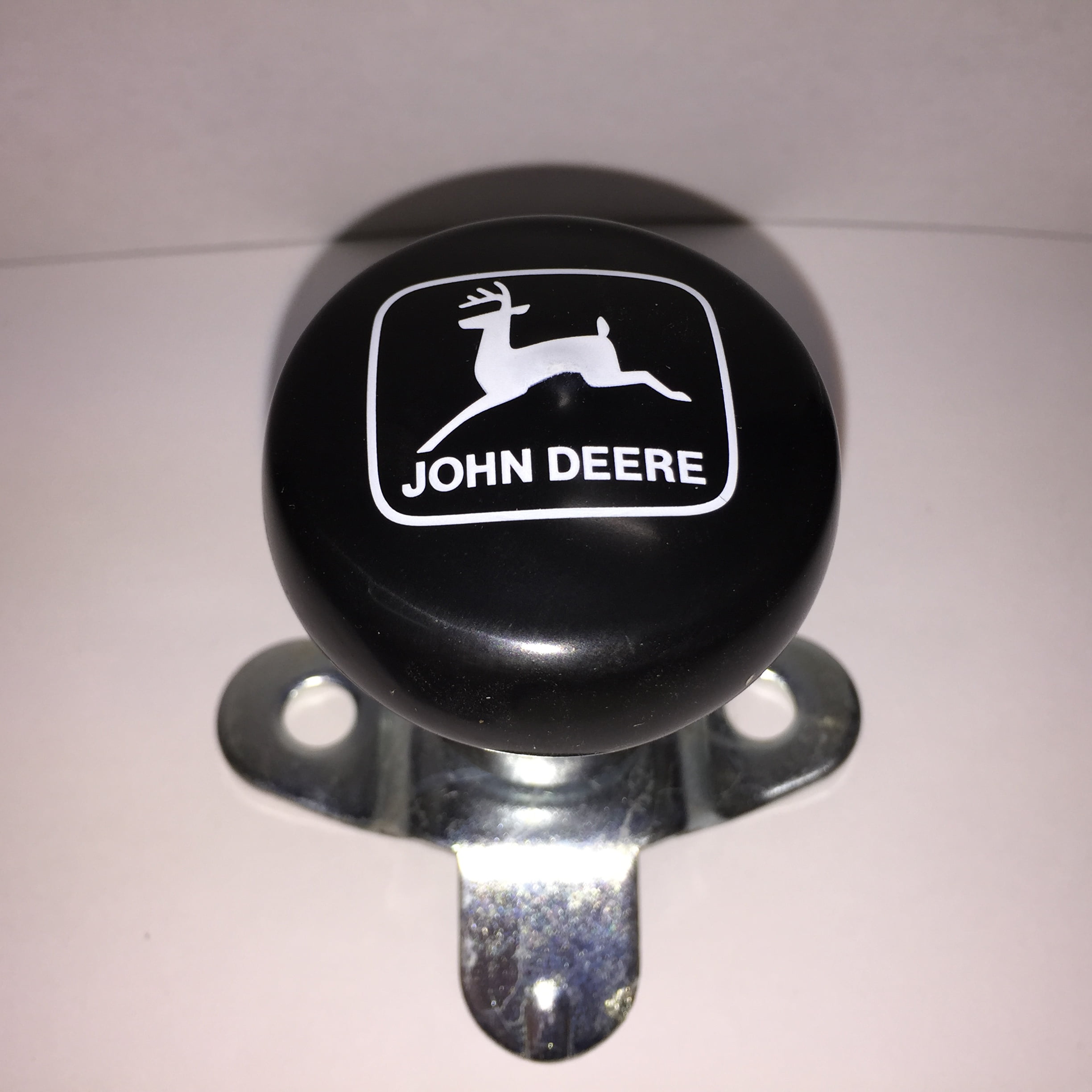 John Deere Steering Wheel Spinner, Classic Logo in White on Black Knob