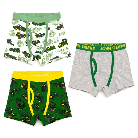John Deere Toddler Boys' 3-Pack Underpants Dark Green White Grey