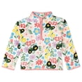 thumbnail image 1 of John Deere Toddler Girls' Fleece Quarter-Zip Sweatshirt Floral Tractor Print, 1 of 4