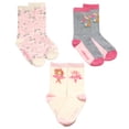 thumbnail image 1 of John Deere Toddler Girls' Non-Slip Grip Crew Socks Set Pink Cream Light Gray, 1 of 6