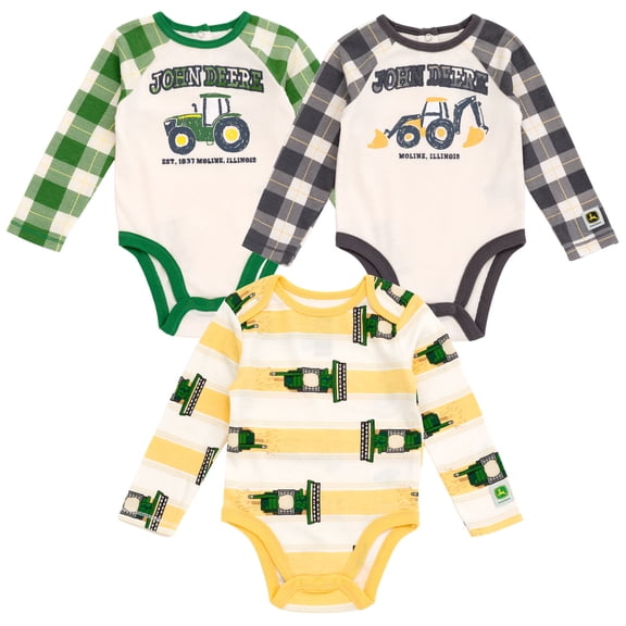 John Deere Tractor 3 Pack Bodysuits Newborn to Infant