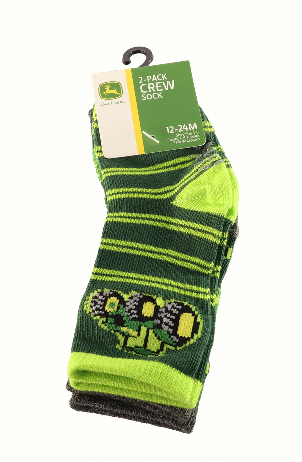John Deere Infant Tractor Crew Socks with Grippers 2Pack JD1039740