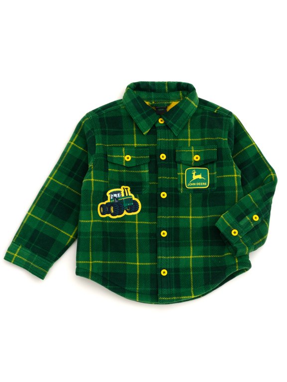 Toddler Boys' Fleece Lined Shacket Green Yellow Plaid