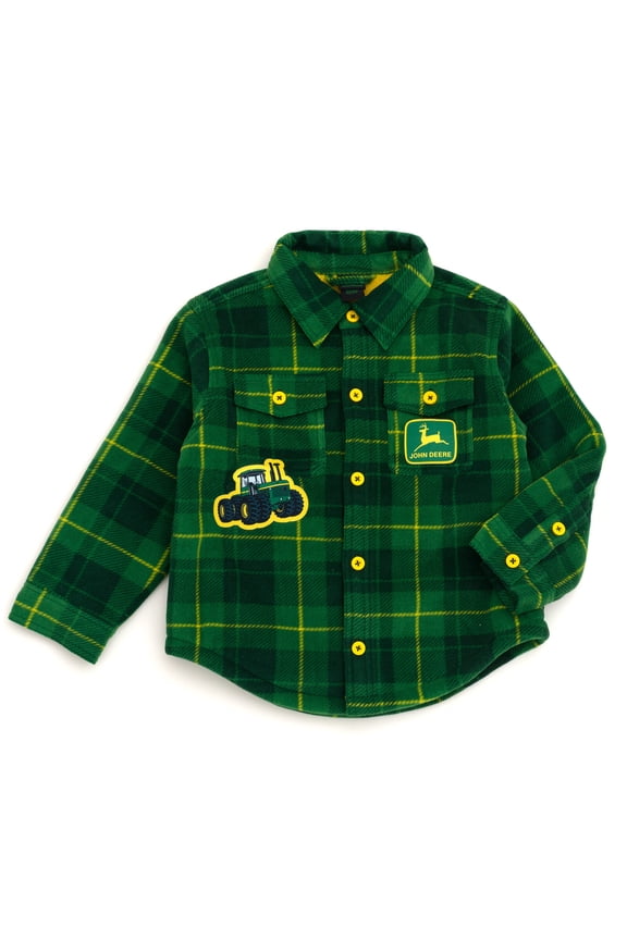Tractor Flannel Shacket with Fleece Lining Plaid Toddler to Little Kid