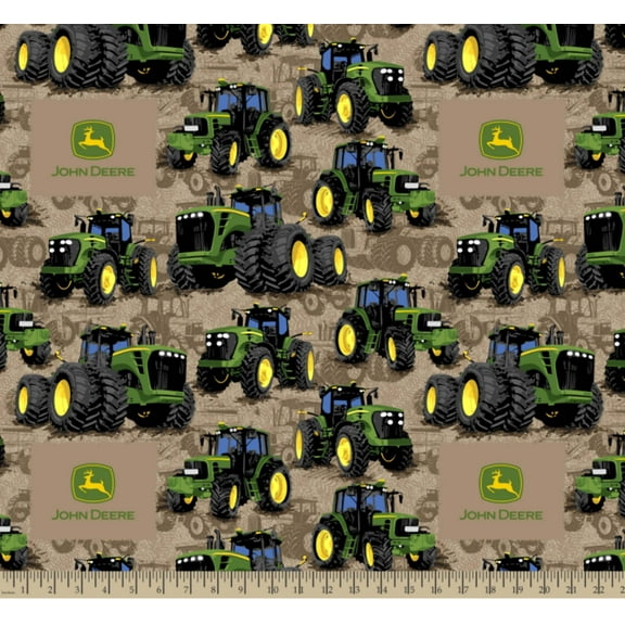 John Deere Tractor Flip Brown Cotton Fabric
