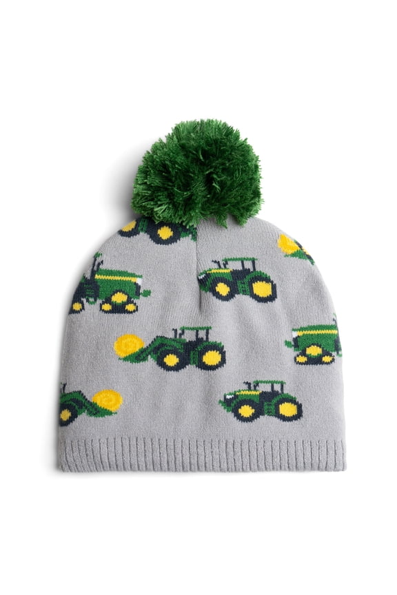 Tractor Pom Pom Beanie Winter Hat Youth to Toddler