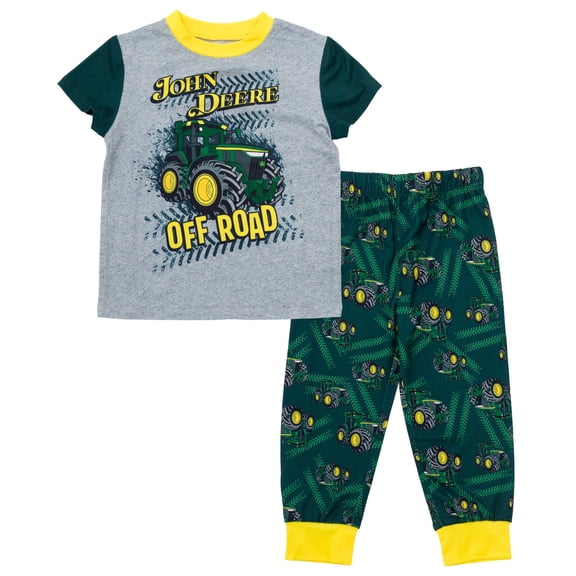 John Deere Tractor Raglan Pajama Shirt and Pajama Pants Sleep Set Toddler to Little Kid