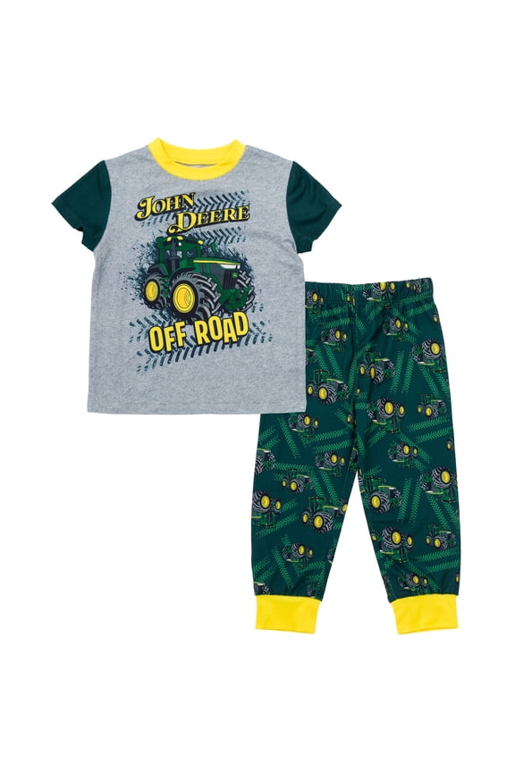 Tractor Raglan Pajama Shirt and Pajama Pants Sleep Set Toddler to Little Kid