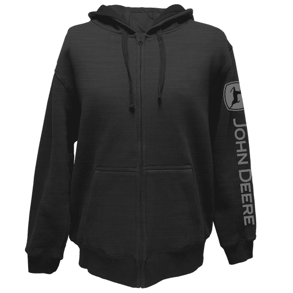 John Deere Trademark Mens Black Full Zip Hoodie M - LP79319