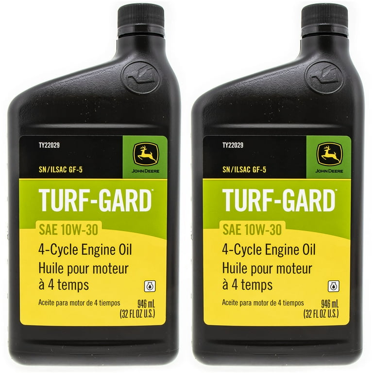 John Deere Turf Gard SAE 10W 30 4 Cycle Engine Oil TY22029 1 Quart Bottle 2 Pack