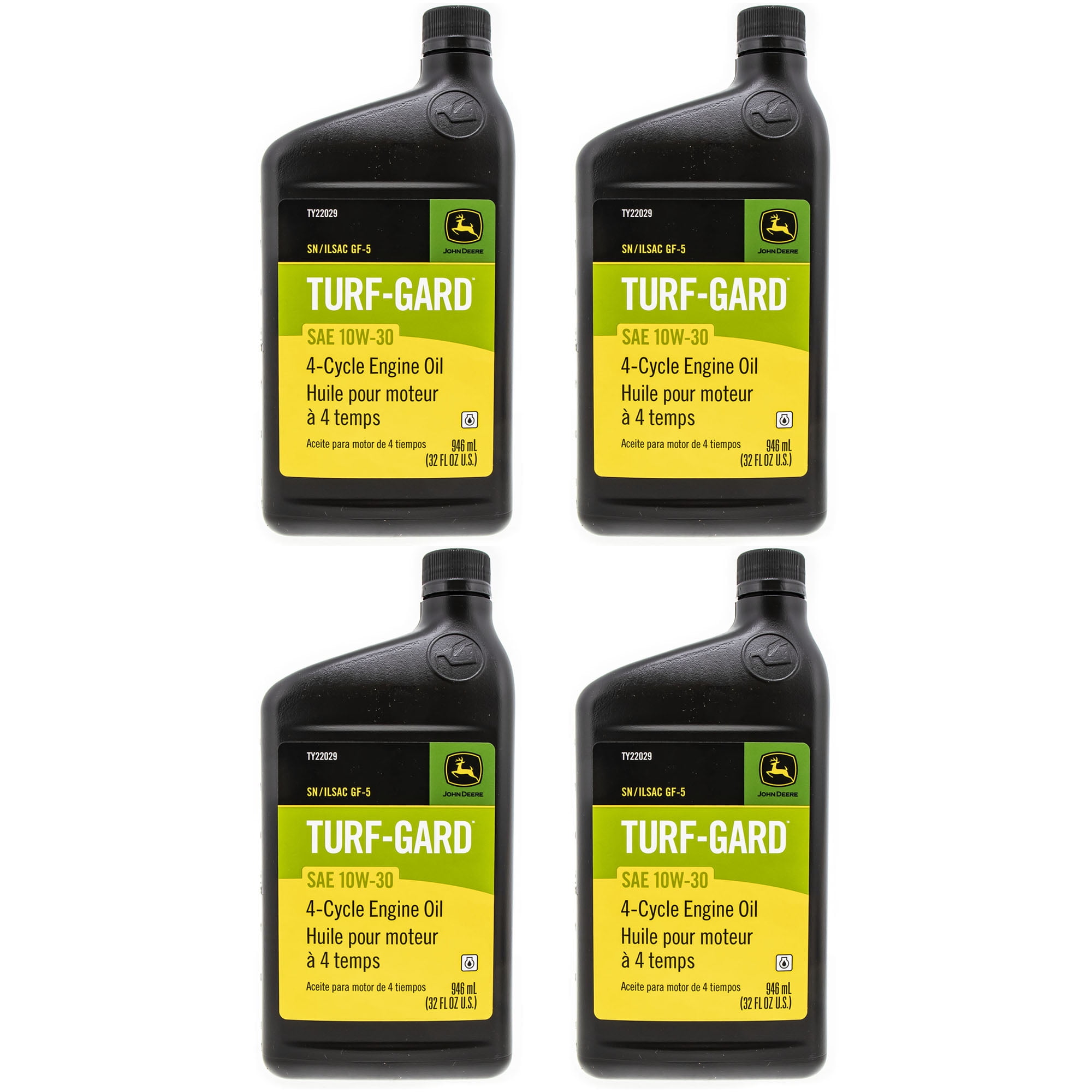 John Deere Turf-Gard SAE 10W-30 4-Cycle Engine Oil TY22029 1 Quart Bottle 4 Pack
