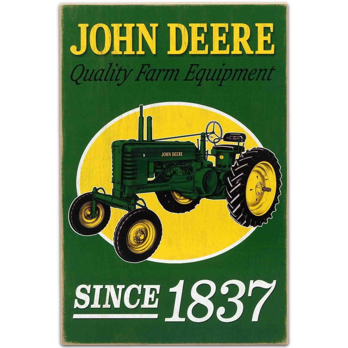 John Deere Green and Yellow Vintage Wood Wall Sign