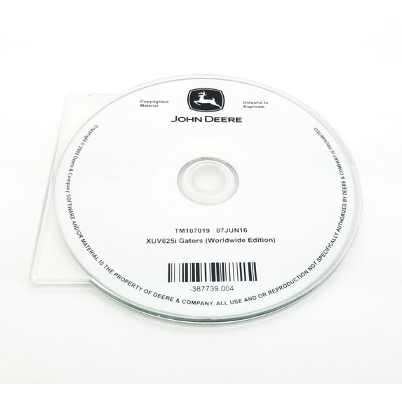 John Deere XUV625i Gator Technical Manual CD - TM107019CD
