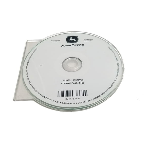 John Deere Z445/Z465 EZTrak Mowers Technical CD Manual - TM1499CD