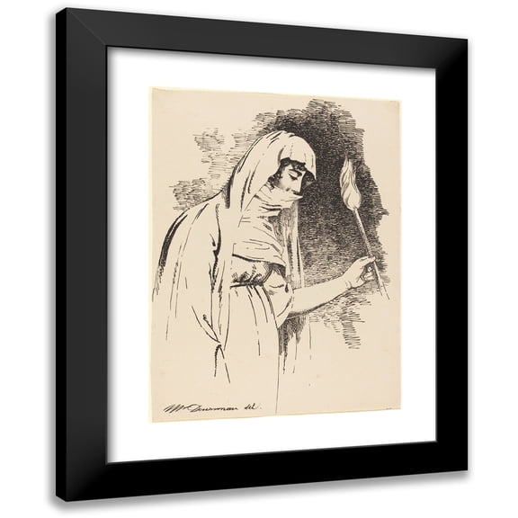 John Downman 11x14 Black Modern Framed Museum Art Print Titled - Oriental Woman, Holding a Torch (1806)