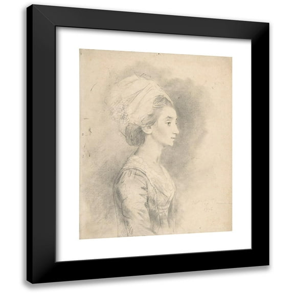 John Downman 12x14 Black Modern Framed Museum Art Print Titled - Mrs. Downman, Sister-In-Law of the Artist (1776)