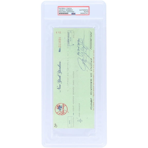 John E. Kennedy New York Yankees Autographed Check from November 15, 1984 - PSA 84942741 - Fanatics Authentic Certified