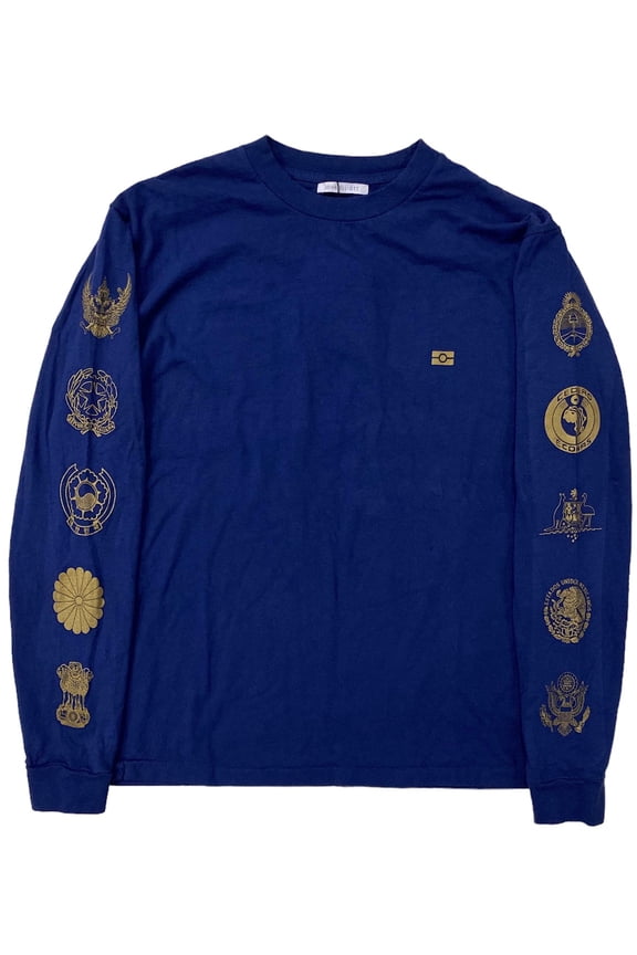 Men's Global Entry University Oversized Long Sleeve Tee T-Shirt in Navy (4 (X-Large), Global Entry)