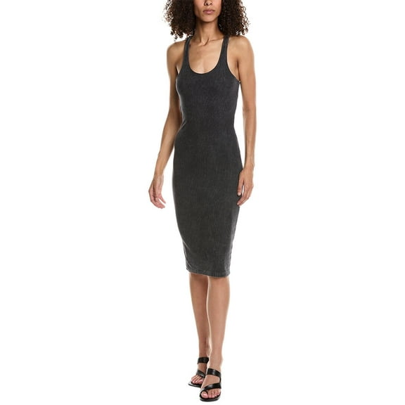 John Elliott womens  Mineral Wash Gemini Rib Bandeau Midi Dress, XL, Black