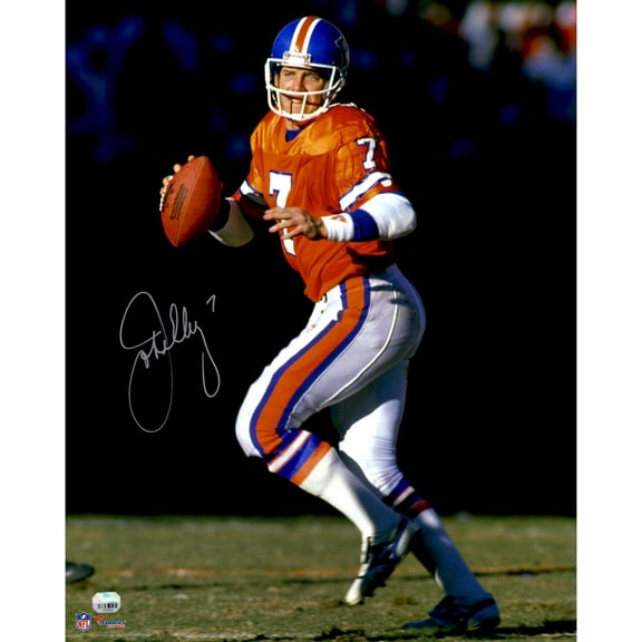John Elway Denver Broncos Autographed 16" x 20" Throwback Jersey Dropback Photograph - Fanatics Authentic Certified