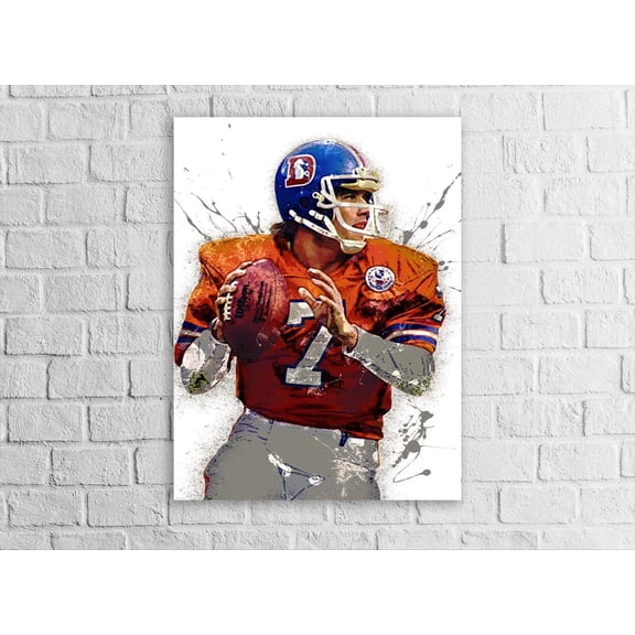 John Elway Denver Broncos Gallery Wrap Or Museum Quality Fine Art Wall Decor For Man Cave Room, Unframed Poster