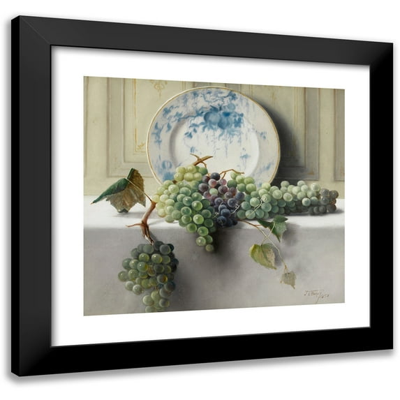 John Elwood Bundy 13x12 Black Modern Framed Museum Art Print Titled - Still Life with Grapes (1898)