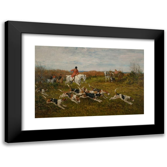 John Emms 24x17 Black Modern Framed Museum Art Print Titled - The Hunt in Full Cry