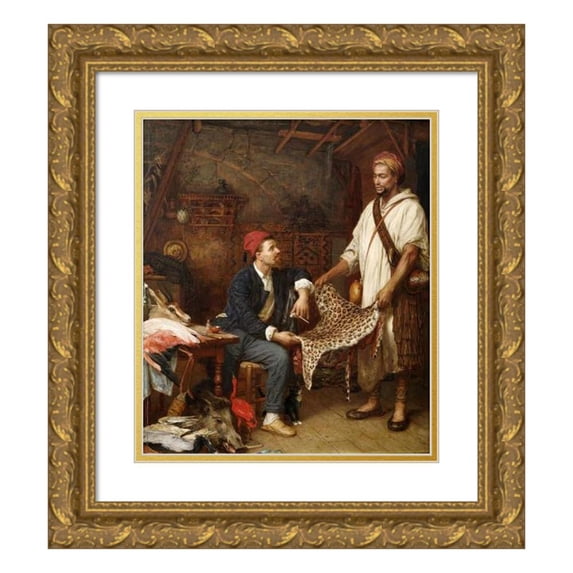 John Evan Hodgson 12x14 Gold Ornate Wood Frame and Double Matted Museum Art Print Titled - The French Naturalist in Algiers (1879)