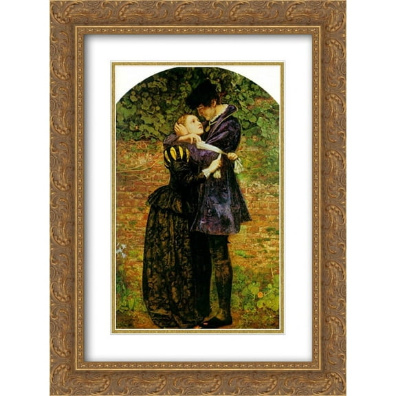 John Everett Millais 2x Matted 18x24 Gold Ornate Framed Art Print 'A Huguenot, on St. Bartholomew's Day, Refusing to Shield Himself from Danger by Wearing the Roman Catholic Badge'