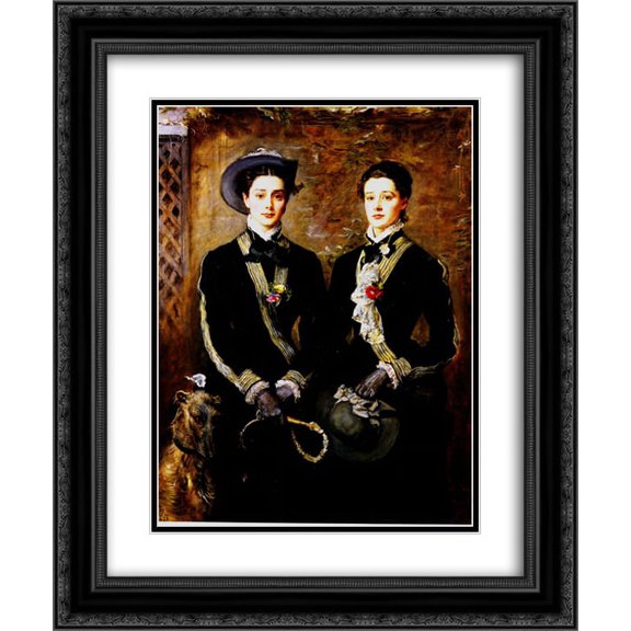 John Everett Millais 2x Matted 20x24 Black Ornate Framed Art Print 'Twins (Grace and Kate Hoare)'