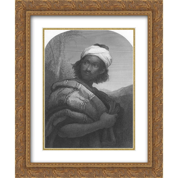 John Everett Millais 2x Matted 20x24 Gold Ornate Framed Art Print 'Moorish Chief Engraving'