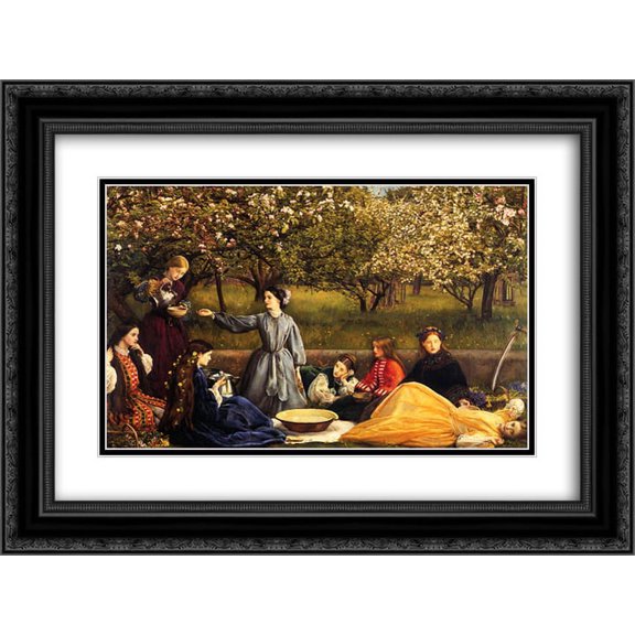 John Everett Millais 2x Matted 24x18 Black Ornate Framed Art Print 'Apple Blossoms'
