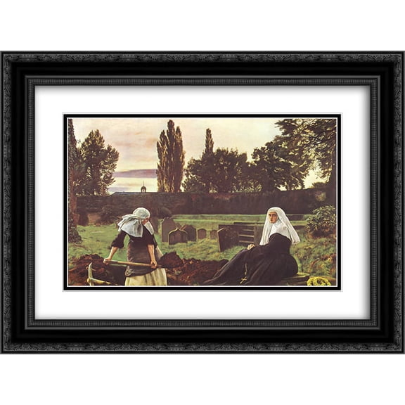 John Everett Millais 2x Matted 24x18 Black Ornate Framed Art Print 'The Vale Of Rest'