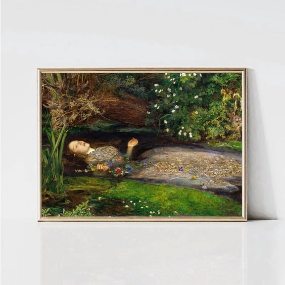 John Everett Millais Ophelia Print - Pre-Raphaelite Portrait Digital Wall Art UNFRAMED Poster
