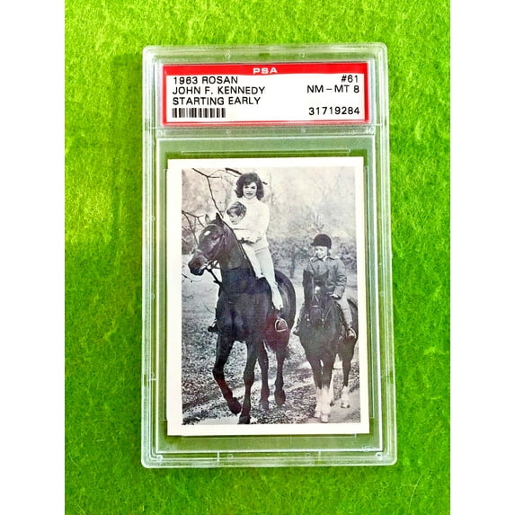 John F Kennedy 1963 ROSAN CARD JFK PSA 8 JOHN F KENNEDY JACQUELINE CAROLINE psa